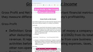 Business Planning Net Income vs Gross Profit businessplanner businessplan financialprojections [upl. by Morrie214]