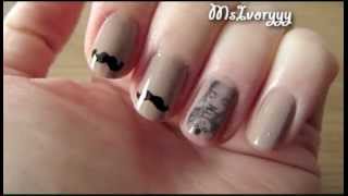 Movember  3 x Mustache Nails  Schnurrbart Nägel [upl. by Orbadiah249]