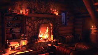 Wood Cabin Ambience  Heavy Blizzard Sounds for Sleep Relaxation amp Study with Fireplace Sounds [upl. by Ahsetan275]