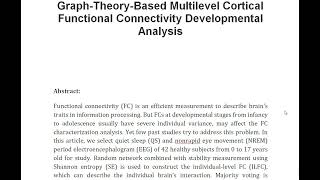 Graph Theory Based Multilevel Cortical Functional Connectivity Developmental Analysis [upl. by Ariad753]