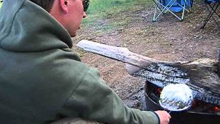 How to make jiffy pop popcorn over a campfire Shows the process and it tastes wonderful [upl. by Jamila]