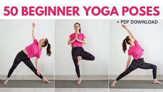 50 Mustknow BEGINNER YOGA POSES  Yoga for beginners [upl. by Beffrey162]