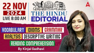 Hindu Editorial Analysis  22 November 2024  Vocab Grammar Reading Skimming  By Kinjal Gadhavi [upl. by Ronym]