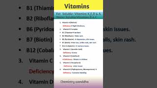 Fat and water soluble Vitamins Biomolecules Chemistry Wanddha You Tube shorts viral 🔥 [upl. by Ecaidnac]