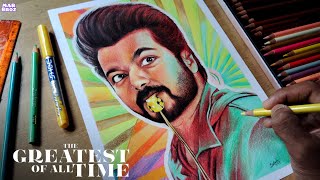 The GOAT Vijay Drawing  Colour Pencil Tutorial The Greatest of All Time  MAR BROZ [upl. by Domel878]