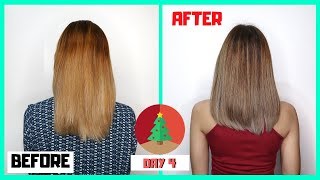 CHEAP DIY TO GET RID OF BRASSY HAIR AT HOME ORANGE HAIR TO ASHY HAIR   Lolly Isabel [upl. by Jb916]