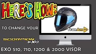 How to Change a SCORPION EXO 510 710120 amp 2000 Visor  Bikerheadzcouk [upl. by Jariv]