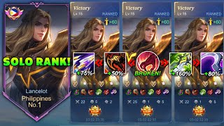 LANCELOT BEST FULL DAMAGE BUILD FOR SOLO RANKED GAME 2024 AUTO WINSTREAKMobile legends [upl. by Adorne]