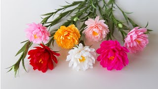 How To Make Moss Rose Flower From Crepe Paper  Paper Flower  Góc nhỏ Handmade [upl. by Schiro]