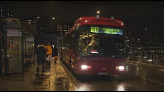 Sweden Stockholm bus 607 night ride from Mörby centrum to Sollentuna [upl. by Armond]