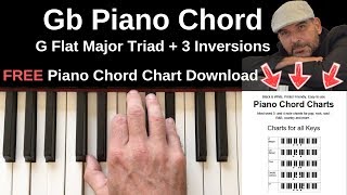 G b Chord Piano  G Flat Major  Inversions Tutorial  FREE Chord Chart [upl. by Cathe]