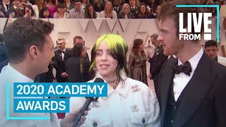 Billie Eilish Is Speechless at 2020 Oscars quotIts Crazyquot  E Red Carpet amp Award Shows [upl. by Ahsimak808]