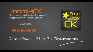 Page Builder CK  Step 7  Testimonials [upl. by Medardas]