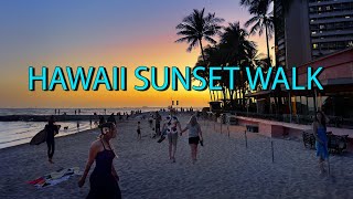 HAWAII Beach Walk 🌺 Waikiki Sunset Virtual Tour [upl. by Whitehouse]