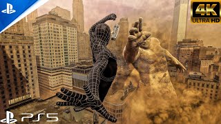 Peter in Black webbed suit Vs Sandman boss fight 4K60Fps [upl. by Latrina]