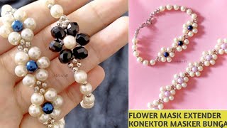 Membuat Konektor Masker Manik² Mutsin Bentuk Bunga  How to Make a Flower Mask Extender from Bead [upl. by Nifares]