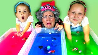 GELLI BAFF SLIME CHALLENGE GAME Greedy Granny LOL Dolls amp Disney Toys [upl. by Vicky]