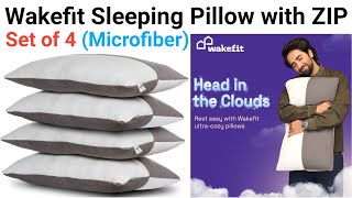 Wakefit Sleeping Pillow with Zip  Set of 4 Microfiber unboxing [upl. by Nannette]