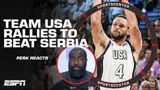 Perk reacts to Team USA’s comeback win Steph Curry set the tone  SportsCenter [upl. by Ardnassela]