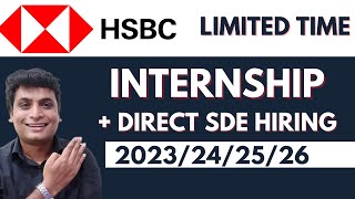 HSBC Internship Urgent Hiring  65000 Rs Stipend 2023 2024 2025 2026 Batch Eligible [upl. by Jsandye557]