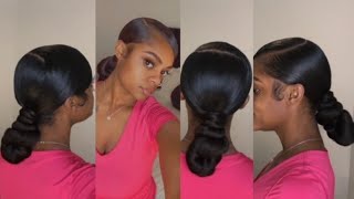 Low Swoop Bun using Braiding Hair [upl. by Nnep]