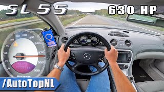 630HP Mercedes SL55 AMG on AUTOBAHN NO SPEED LIMIT by AutoTopNL [upl. by Nacim]