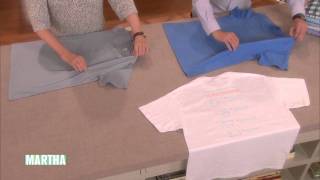 How to Fold a TShirt  Marthas Best Clothes Folding Hack [upl. by Edivad]