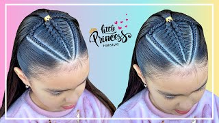 PEINADO para NIÑAS con TRENZAS PEGADAS  PASO a PASO  PEINADOS FACILES [upl. by Aleet]