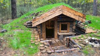 How to build HOUSE UNDERGROUND from START to FINISH 15 days in the forest WOODWORKING [upl. by Reeta]