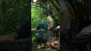 🤯solo camping😱  Relaxing forest  Survival Skills shorts [upl. by Nerak]