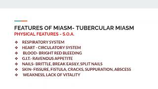 MIASM  FEATURES OF TUBERCULAR MIASM  ASSESSMENT IN PATIENTS [upl. by Light]