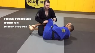 Attacking the Toe Hold from the Top of Half Guard [upl. by Attenaej]