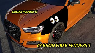 AUDI S3 GETS CARBON FIBER FENDERS  SO AGGRESSIVE [upl. by Nagiem423]