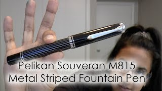 Unboxing Pelikan Souverän M815 Metal Striped Fountain Pen [upl. by Ansley674]