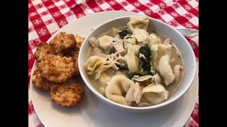 Chicken Tortellini Soup amp Cheesy Biscuits [upl. by Haldane]