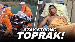 UPDATE Toprak Razgatlioglus Current Conditions after a Scary Crash in Magny Cours WSBK Practice [upl. by Paulita]