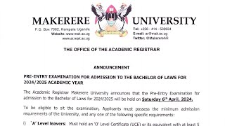 Makerere University Online PreEntry Examination application to Bachelor of Law 20242025 [upl. by Pauline628]