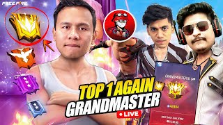 Top 1 Grandmaster Again 😎 Live Rank Push with V Badge Youtubers 😱 Tonde Gamer freefire live [upl. by Akimihs]