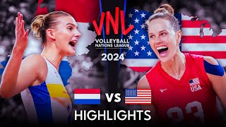 🇺🇸 USA vs NETHERLANDS 🇳🇱  Highlights  Womens VNL 2024 [upl. by Ytteb]