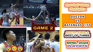 2ND HALF GAME HIGHLIGHTS QUEZON VS BATANGAS CITY GAME 2  SOUTH DIV FINALS BESTOFTHREE  MPBL2024 [upl. by Alleyn]