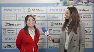 Ju Wenjun draws her game against Ding Liren  Round 13 [upl. by Atires423]