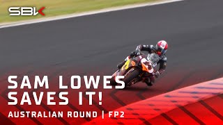 Sam Lowes with a BIG moment at Turn 2 and somehow keeps it upright 🤯  2024 AustralianWorldSBK 🇦🇺 [upl. by Dalila462]