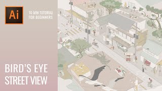 BirdsEye Street View Bartlett Style Architectural Illustration Tutorial [upl. by Rosemary]