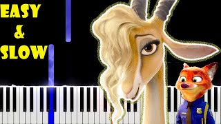 ✅ Shakira Try Everything  Zootopia  SLOW EASY PIANO TUTORIAL [upl. by Seline]