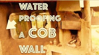 WATERPROOFING a COB wall 🏰 earthen plaster with linseed oil [upl. by Algar390]