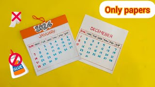 2024 Calendar Making  no glue paper craftsDIY  calendar making ideas 📆 2024🥳 [upl. by Marras]