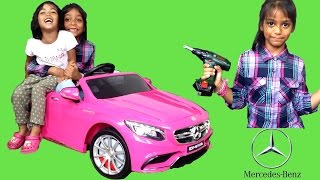 Pink Mercedes S63 AMG Kids Ride On Car SURPRISE UNBOXING amp Assembly  12V Test Drive Park Playtime [upl. by Gravante267]