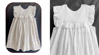 Baby frock frill neck cutting and stitching  baby girl frock design  frock cutting and stitching [upl. by Magulac]