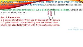 Non aqueous alkalimetry Standardisation of sodium methoxide by Shom Prakash Kushwaha India [upl. by Sesiom]