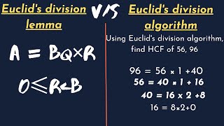 Difference Euclids division lemma and Euclids division algorithm exercise 11 class 10 real no [upl. by Wolfgang]